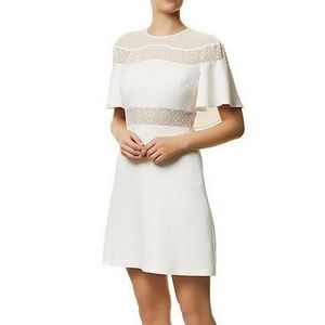 Sandro Angie Embroidered Mesh Insert Dress